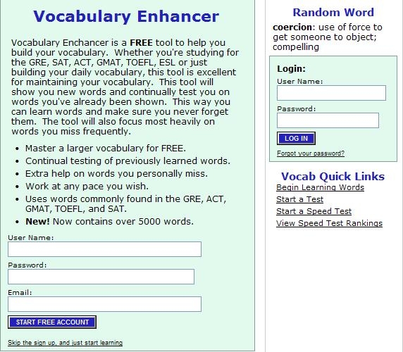 Vocabulary Enhancer首頁